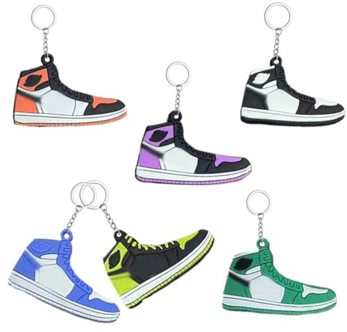 EAVUYIS 6stk Basketball Schlüsselanhänger, Basketball Sneaker Schlüsselanhänger Sport Geschenk Mini Basketball Schlüsselbund Anhänger, Schlüsselanhänger Auto & RucksäCke für Basketball Fans