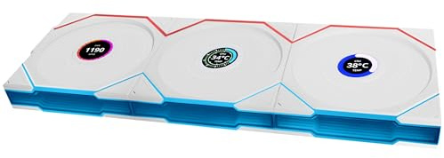 Lian Li UNI FAN TL Wireless LCD PC Fan 120mm RGB – 3-Pack Gaming PC Fans White | PWM Fans - 26 ARGB LEDs - Up to 1,900 RPM - Daisy Chain - High Airflow - Low Vibration - Silent - Infinity Mirror