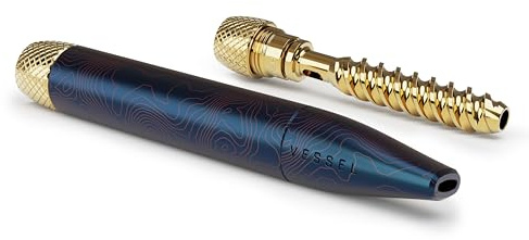 Vessel One Hitter Helix av mässing – 0,2–0,3 g, dubbel helix för optimalt filter, kylning – torra örter, rökning vape, ren visselpipa, tobaksvaror (maritime)