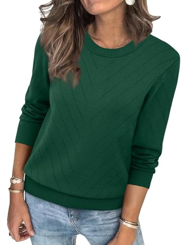 Sampeel Sweaters for Women Trendy 2025 Pullover Long Sleeve Tops Business Casual Outfits Ugly Christmas Sweater Women Spring Clothes Green M