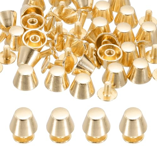 PATIKIL 10mm Rivetti A Vite Posteriori, 25 Set Piedini Per Borsetta Borse Chiodi Tondi Testa Piatta Rivetti Punta Per Fai Da Te Pelle Valigie Collari Cinture Scarpe, Oro Chiaro
