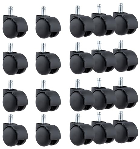 SOUJAP 20 PCS Office Desk Chair Wheels Replacement 11 Stem, Furniture Swivel Castors Wheels for furniture Computer Office Chairs