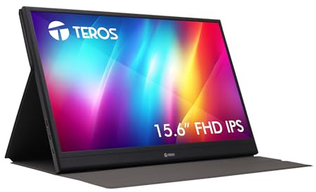 TEROS 1501S Table Monitor portátil Full HD de 15.6 y 1920x1080 Píxeles, Pantalla Móvil Externa IPS con HDMI/Tipo-C/USB-C para portátil/PC/Mac mini/PS4/XBOX/TELETRABAJO