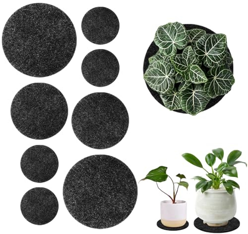 Guduling Lot de 8 dessous de verre ronds en feutre pour verres, dessous de verre noirs, dessous de verre pour verres, tasses, verres à vin, tasses à café, plantes en pot (10 cm/15 cm/20 cm)