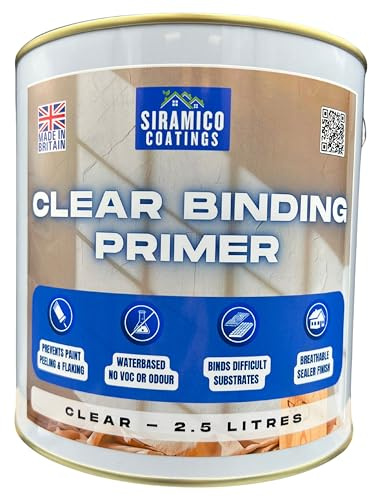 SIRAMICO COATINGS Clear Binding Primer I Water-Based Acrylic Sealer & Surface Stabiliser for Peeling Paint, Flaking Plaster, Chalky Walls I Deep Penetration, Breathable & Durable Bond - 2.5 Litres