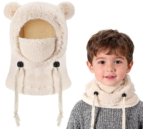 AYPOW Passamontagna Invernale in Pile Termico Bambini 3-10 Anni, Multifunzionale Antivento Regolabile Maschera da Sci, Caldo in Pile Berretti Cappello Cappuccio Scaldacollo Sciarpa per Ragazzi Ragazze