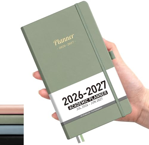 AHGXG Agenda tascabile piccola 2026-2027, calendario settimanale e mensile, luglio 2026 - giugno 2027, formato mini, copertina rigida, tasca interna, per donne e uomini, forniture scolastiche e