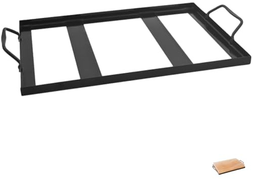 DIYEAH Estante para Bloque de Cristal Esmaltado Negro de Acero Inoxidable, Soporte para Bandeja de Cristal para Cocinar Parrilla en Barbacoa, Utensilio Práctico para Cocina y Restaurante