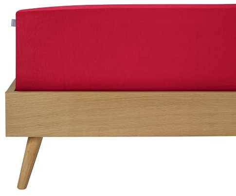 Schiesser Edeljersey Spannbettlaken Jessi | 100% gekämmte Baumwolle aus nachhaltiger Produktion | für Matratzen 140x200cm bis 160x200cm | Matratzenhöhe bis 22cm | Rot