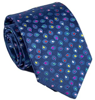 Remo Sartori - Cravatta In Pura Seta Maxi Pois, Made In Italy, Uomo (Blu Notte)
