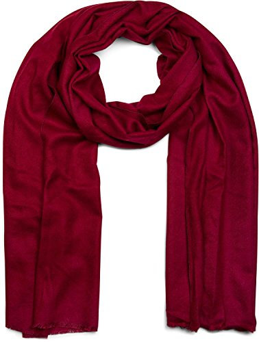 styleBREAKER weicher Stola Schal in Unifarben mit Fransen, Tuch, Unisex 01017070, Farbe:Bordeaux-Rot