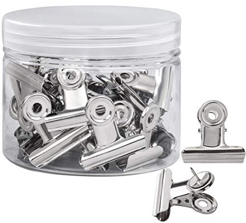 Push-Pin-Clips Metall Bulldogge Büroklammern Kreative Büroklammer Clip mit Pins für Pinnwandbretter aus Kork Pinnwandbilder Fotos Wände in Geschäften Büro Haushalt 20 Stück (Silber)