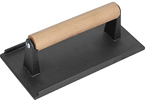 Prensa de barbacoa con mango de madera, prensa de salchichas con diseño de ranura Prensa de tocino Prensa de carne para cocinar tocino Hot Dog