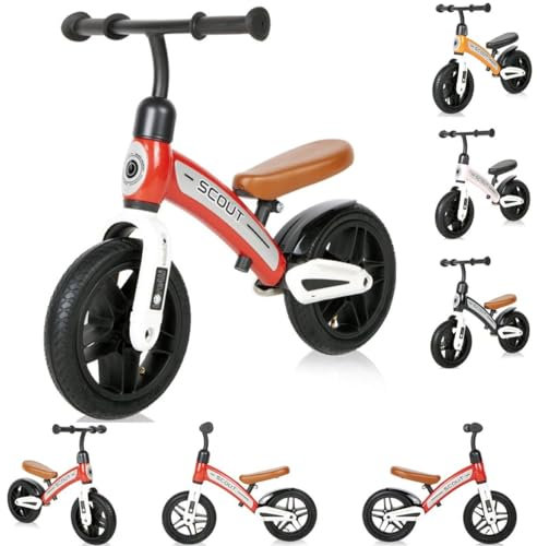 Lorelli Laufrad Scout 10 Zoll Lufträder Verstellbarer Lenker, Anti-Rutsch-Griffe rot