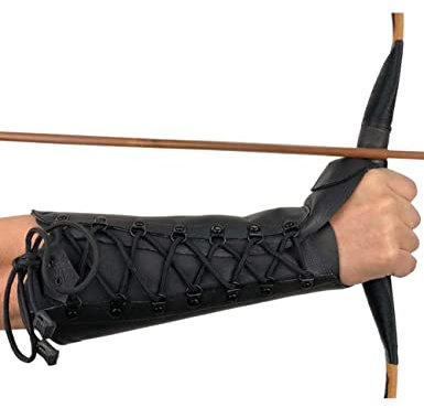longbowmaker 12.2 Zoll Schwarzer Bogenschießen Armschutz Armschoner aus Leder Bogensport Zubehör