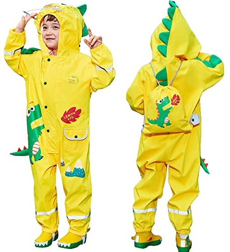 Fewlby Impermeabile Bambini, Tuta Pioggia Bambina Antipioggia con Cappuccio Poncho Impermeabile Ragazze Ragazzi Giacche da Pioggia con Cappello Trasparente per 2-4 Anni