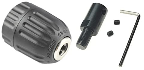 CHANCS Gänga 0,8mm-10mm Borrchuck 3/8-24UNF Gängad Anslutningsstång Inre Diameter 10mm Stor Klämkraft Nyckellös Borrchuck Borrbitar Borrtillbehör för Handelektrisk Borr