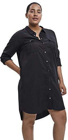 VERO MODA Curve Damen Vmsila Short Dress Mix Ga Curve Noos Jeanskleid, Schwarz, 48 Große Größen EU