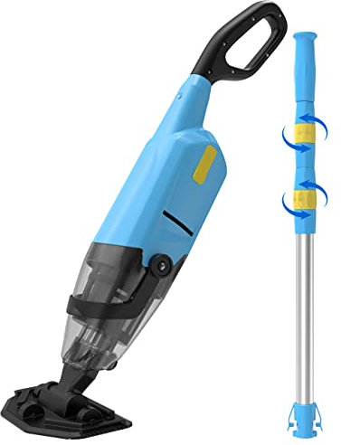 Oxseryn Poolsauger mit Akku, Tragbarer akkusauger,Pool Bodensauger mit Betriebsdauer bis zu 60 Minuten für Aufstellpools, Spas und Whirlpools, handsauger für Sand und Schmutz, Blau