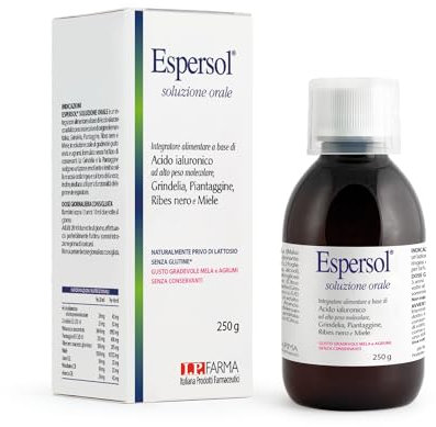 IP FARMA® Espersol Soluzione Orale 250 g - Integratore alimentare a base di Acido ialuronico ad alto peso molecolare, Grindelia, Piantaggine, Ribes nero e Miele