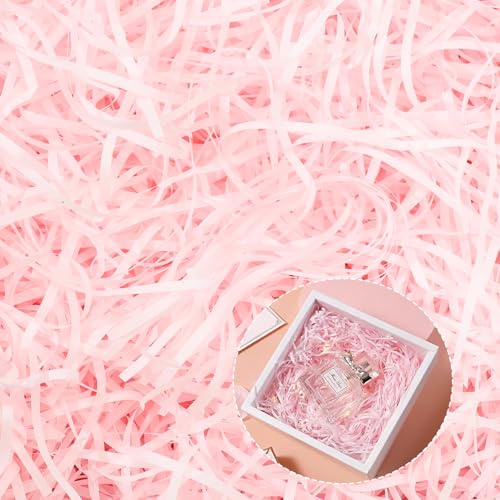 200 g de matériau de remplissage pour cadeau, raphia cadeau matériau de remplissage pour colis, offre une bonne protection et décoration pour cadeaux (rose clair)