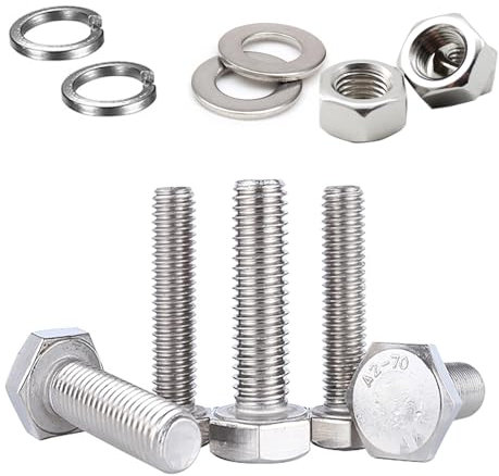 JDMA 30 Stück M6x40 Edelstahl Sechskantschrauben mit Muttern und Unterlegscheiben Federring Sechskant Schrauben Maschinenschrauben Gewindeschrauben DIN 933 Sechskantschraube mit Reine Gewinde(M6x40)