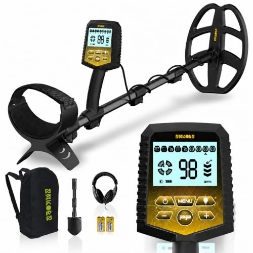 SAKOBS Metal Detector for Adults, Professional Foldable Waterproof Metal Detector with 11 IP68 DD Coil, Backlit LCD Target ID, 12.8 Deep Search Gold Detector, Lightweight Beach Metal Detector