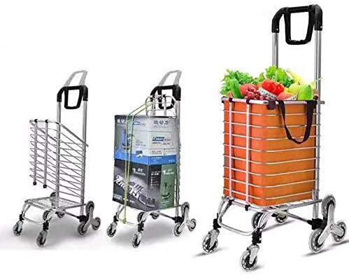 Chariot de Courses Chariot de Courses Pliable avec Roues d'escalier grimpantes - Chariot de Magasin et Diable 2 en 1, Sac Amovible pour Sac d'épicerie Roulant de supermarché