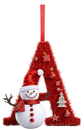 26 Letter Christmas Ornaments, Personalised Tree Decorations DIY Hanging Letter Ornaments (A)