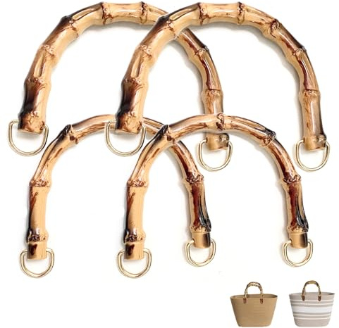 sundrerfect Resina Manici per Borse in bambù (4 Pezzi) 15,5 cm, Manici a Forma di U per Borse Fai da Te,Accessori Borse in bambù, Manico per Borsa Uncinetto, Manici di Ricambio Eleganti e Resistenti