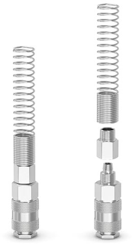 ERGAOBOY 2 pièces kit de raccord d’air industriel mâle et de prise pour tube de 10MM OD x 6,5MM ID, raccords de compresseur de tuyau pneumatique à ressort