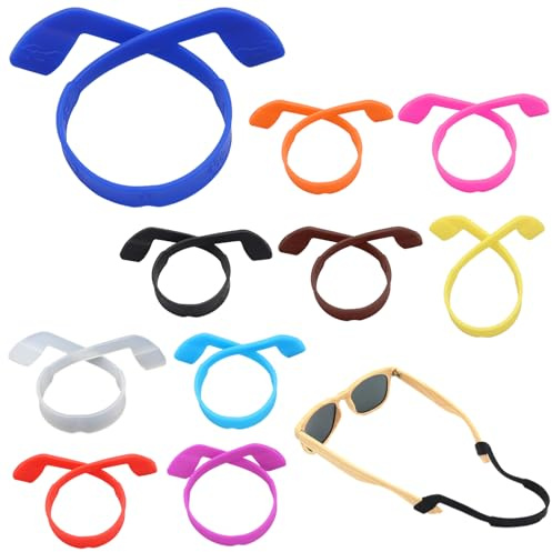 10 Pcs Glasses Straps, Soft Silicone Anti-Slip Eyewear Retainers, Elastic Sports Glasses Head Bands, Adjustable Eyeglass Holder Straps for All Ages, Men & Women, 10 Vibrant Colors
