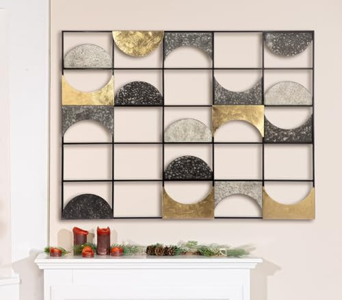 Casablanca väggrelief glamour av metall antracitfärger/guldfärg/svart 120 x 90 cm rektangulär väggdekoration konst dekoration hemtillbehör