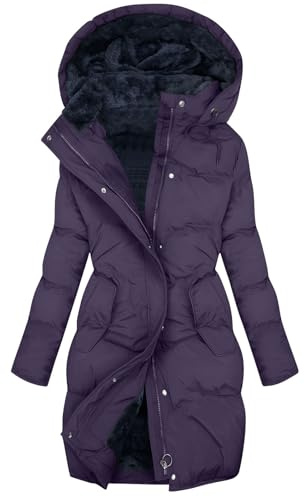 Manteau Femme Hiver,Doudoune Femme,Parka Hiver,Park,Veste Polaire,Manteau,Veste,Doudoune,hiverchaud,chauffante,Polaire Chaude,Blouson Ski,Chic et Chaud,Blouson de Ski,Violet,S