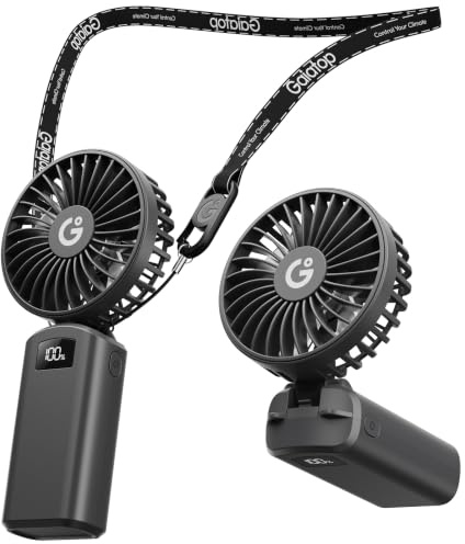 gaiatop Portable Handheld Fan Foldable, USB Rechargeable Small Hand Fan, 3 Speed Personal Mini Fans, LED Display, Max 13Hrs Runtime, Gifts for Men Women, Holiday Outdoor Travel Essentials, Black