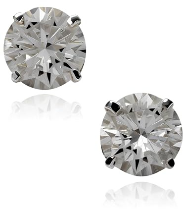 5MM Bling MENS Simulated Diamond Round Cut Cubic Zirconia (CZ) Sterling Silver Stud Earrings for Men/Unisex - 925 Sterling Silver Ear Studs - Beckham Style