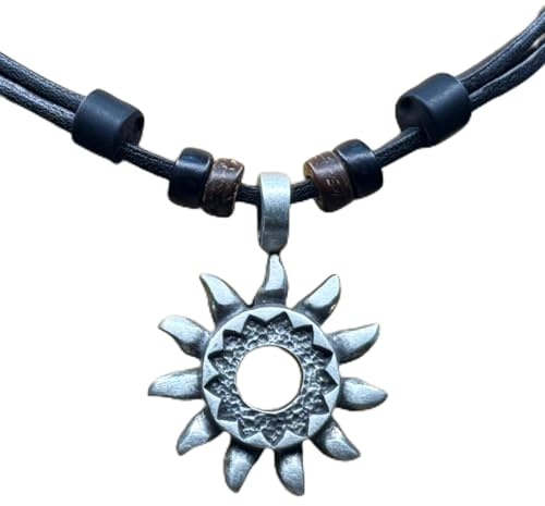 HANA LIMA Collana in pelle con ciondolo del segno solare per uomo e donna regolabile Collana da surfista