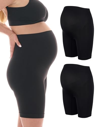 Herzmutter Mutande per la Gravidanza Sostegno - Mutandine Premaman - Senza Cucitura - Slip Supporto - Biancheria Intima per Futura Mamma Comoda - 5520 (S-M, Nero, 2X)