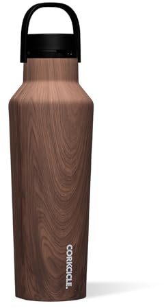 Corkcicle Sport Canteen Insulated Tumbler, Walnut Wood, 20 oz – Reusable Water Bottle Keeps Beverages Cold for 25 Hours & Hot 12 Hours – Cupholder Friendly Tumbler with Screw-On Cap