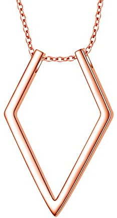 DAOCHONG Ouvrir Rhombe Pendentif Collier Argent Sterling 925 Plaqué Or Rose Mariage Fiançailles Anniversaire Amour Cadeau pour elle Épouse Fiancée
