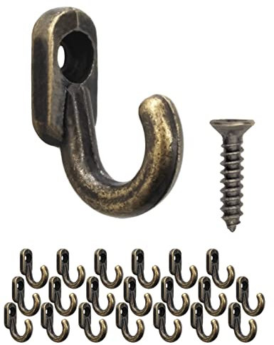 Fuxxer 20x Mini Eisen-Haken, Wand- & Deko-Haken aus Metall im Vintage Bronze Design, klein