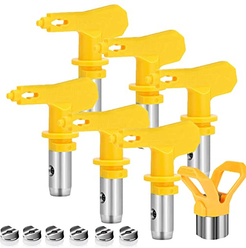 WOOLUCK® 6 Stück Airless Düse mit Spitzendichtung, für Airless Farbsprühsysteme (Typ 413,415,417,419,423,425)