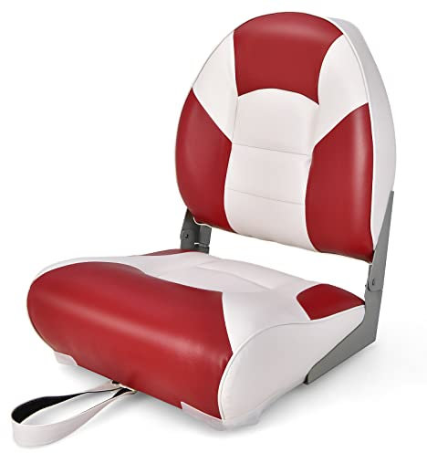 COSTWAY Bootssitz klappbar, Bootsstuhl Steuerstuhl mit 15 cm dicker Schwammpolsterung, 53 x 44 x 55 cm