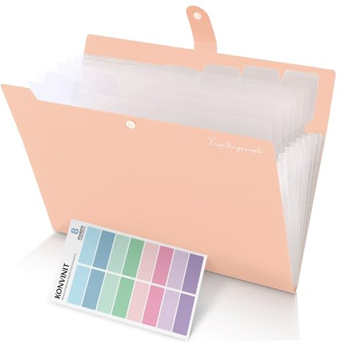 KONVINIT Dokumentenmappe A4 Fächermappe Mappe mit 7 fächern Ordnungsmappe aus Kunststoff,Papier Organizer für Büro Schule, Document Organizer Folder Bürobedarf Schulsachen,rosa