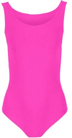 Hamishkane® Gymnastics Leotards for Girls, Plain Sleeveless Round Neck Microfiber Dance Ballet Leotard, Soft Stretchy Skinny Kids Bodysuit for Ages 3-13