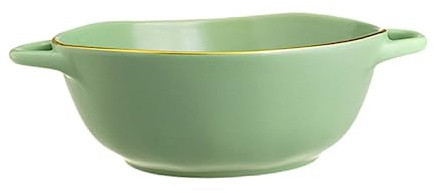 VINTORKY Ciotola Decorativa Ceramica Con Doppi Manici Versatile Pirofila Per Cucina Per Zuppe e Insalate Materiale Ceramico Resistente e Facile Da Pulire Matcha