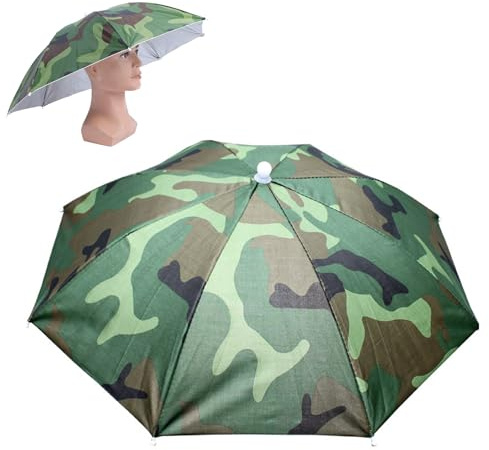 Cappello Ombrello Pieghevole Parasole con Fascia Elastica per Pesca, Campeggio - 53CM