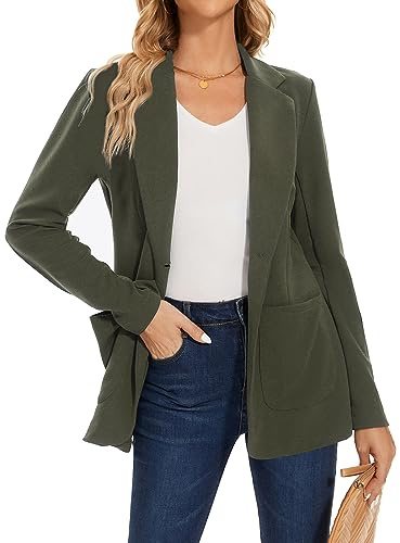 LADI TREND Women Blazers Jacket Classic Blazer Suit Notched Lapel Evening Wedding Guests (Army Green XXL)