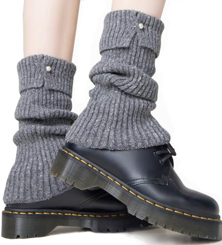 JINGTOPS Scaldamuscoli Donna Inverno Y2k, Manicotti Lana Con Bottoni Di Perla, Maglieria Calzini Invernali, Scalda Muscoli