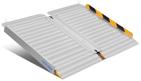 LIEKUMM 61 x 77 cm Folding Wheelchair Ramp, 450 kg Capacity, Heavy-Duty | Aluminium Threshold Ramps for Wheelchairs, Ramps for Mobility Scooters, Strollers, Electric Wheelchairs, Steps, Stairs